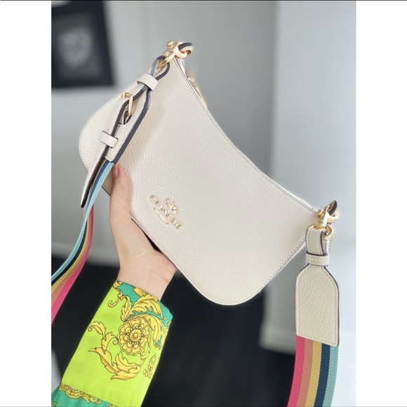 Coach Jes Baguette Leather Crossbody Gold/Chalk NWT $328 C7265 - Picture 4 of 11